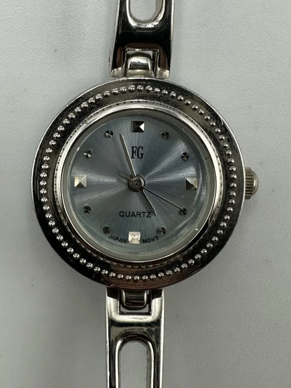 3/$30 Advance Watch Women Silver Tone Round Blue Dial 22MM New Battery 7.25 Inch